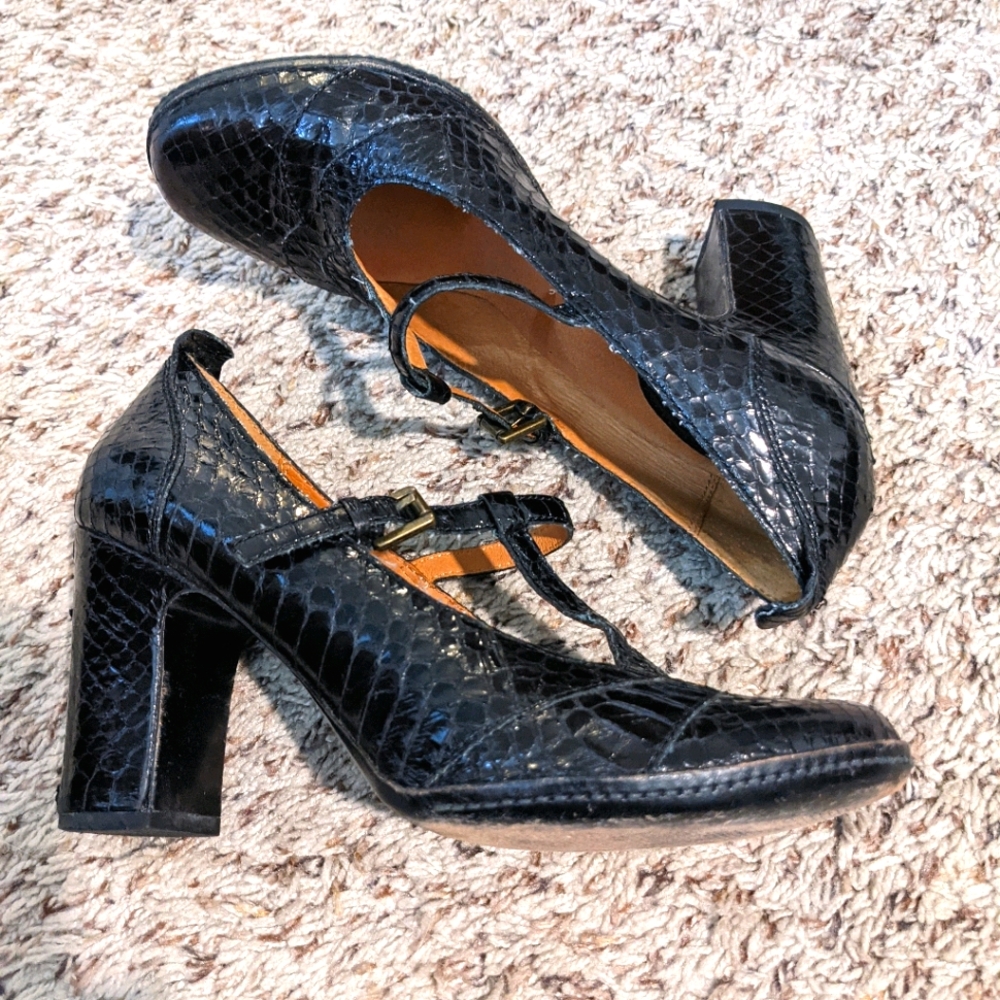 Frye Snake Skin Adrienne Tstrap Oxford Heels